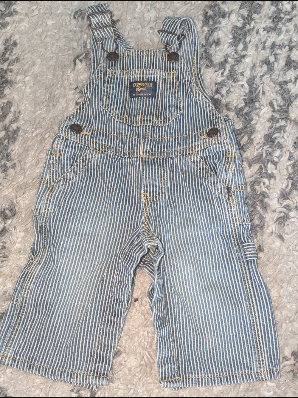 OshKosh B'gosh Blue & White Striped Denim Overalls